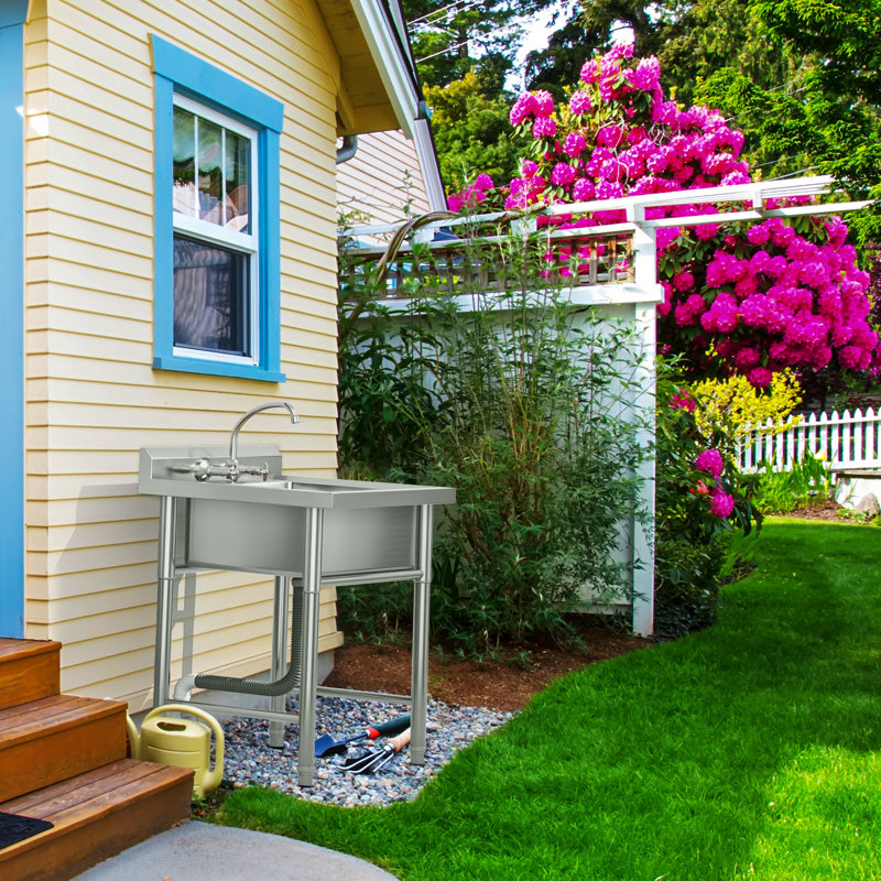 Edrosie Inc 29.1'' L x 18.1'' W Silver Free Standing Laundry Sink Wayfair